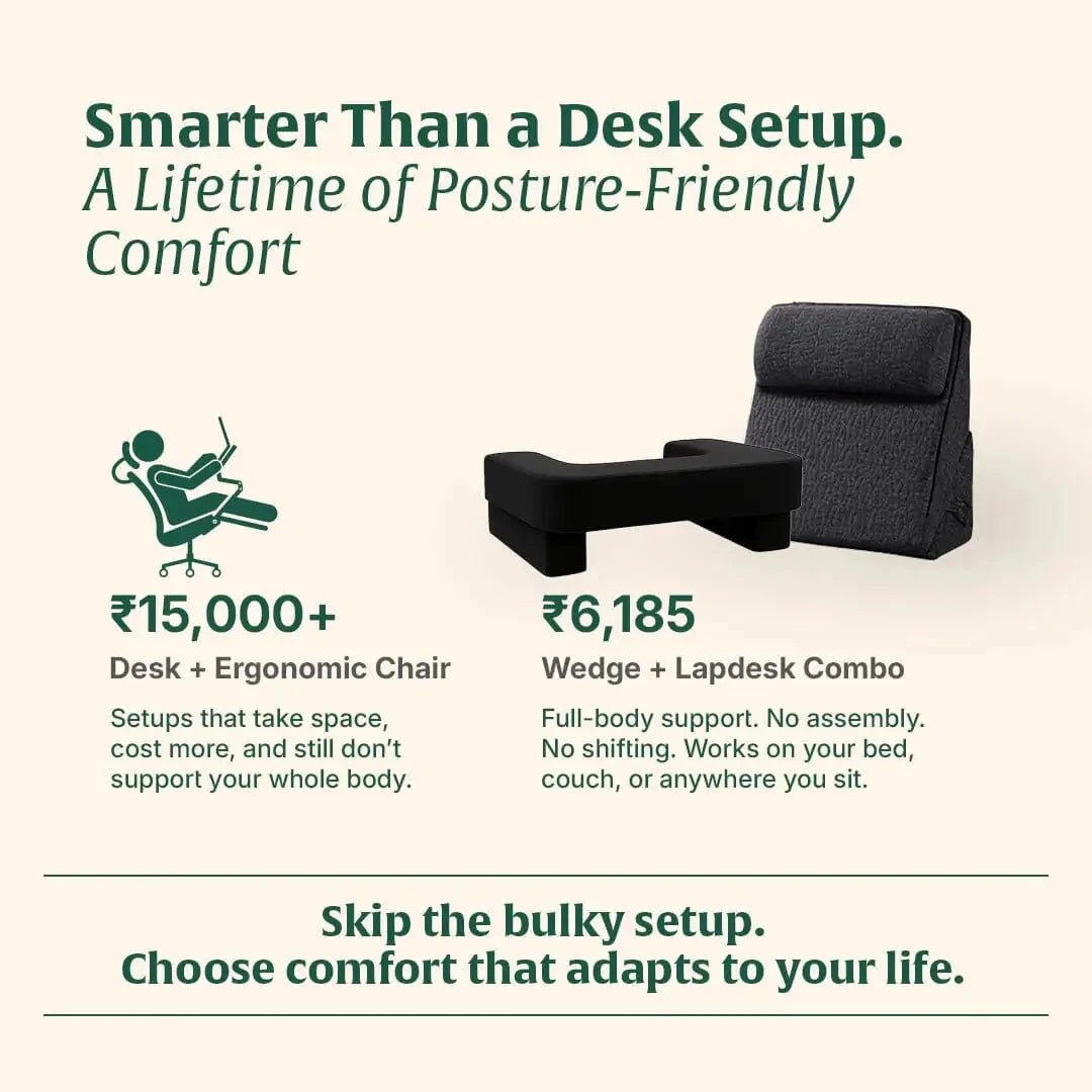 DualEase Comfort Set | ComfortPro Lapdesk Pillow & Adjustable Wedge Pillow with Headrest Combo - Bed Wedge - The White Willow