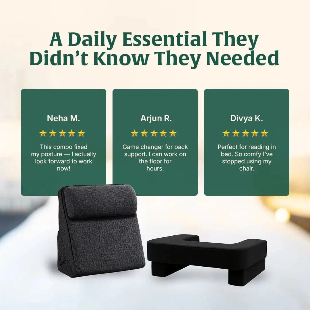 DualEase Comfort Set | ComfortPro Lapdesk Pillow & Adjustable Wedge Pillow with Headrest Combo - Bed Wedge - The White Willow