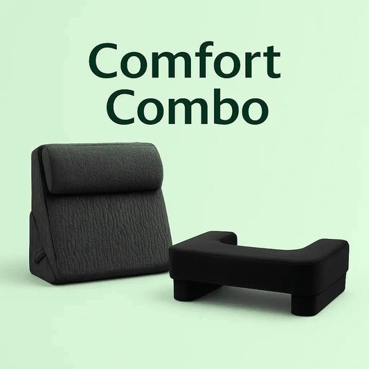 DualEase Comfort Set | ComfortPro Lapdesk Pillow & Adjustable Wedge Pillow with Headrest Combo - Bed Wedge - The White Willow