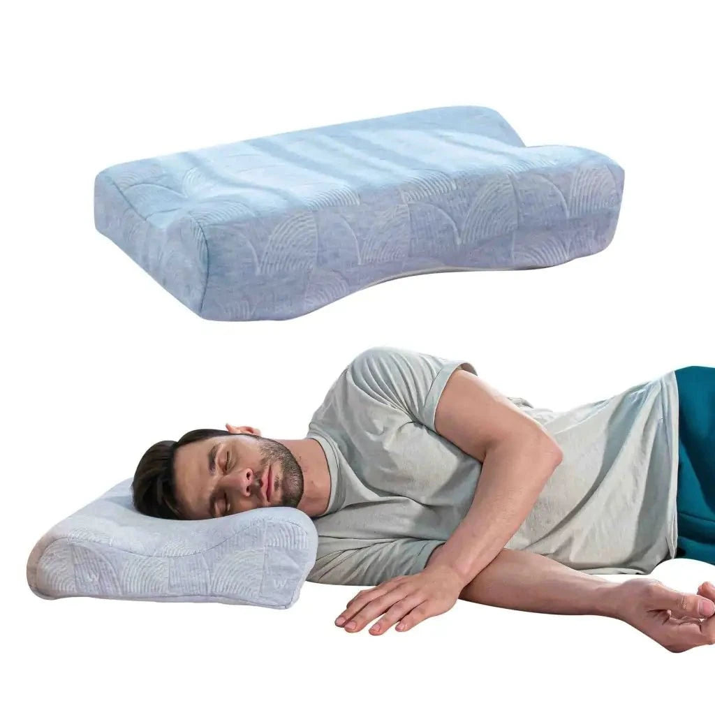 EaseAlign Neck Alignment Pillow Contour Pillow The White Willow Misty Blue Hush 