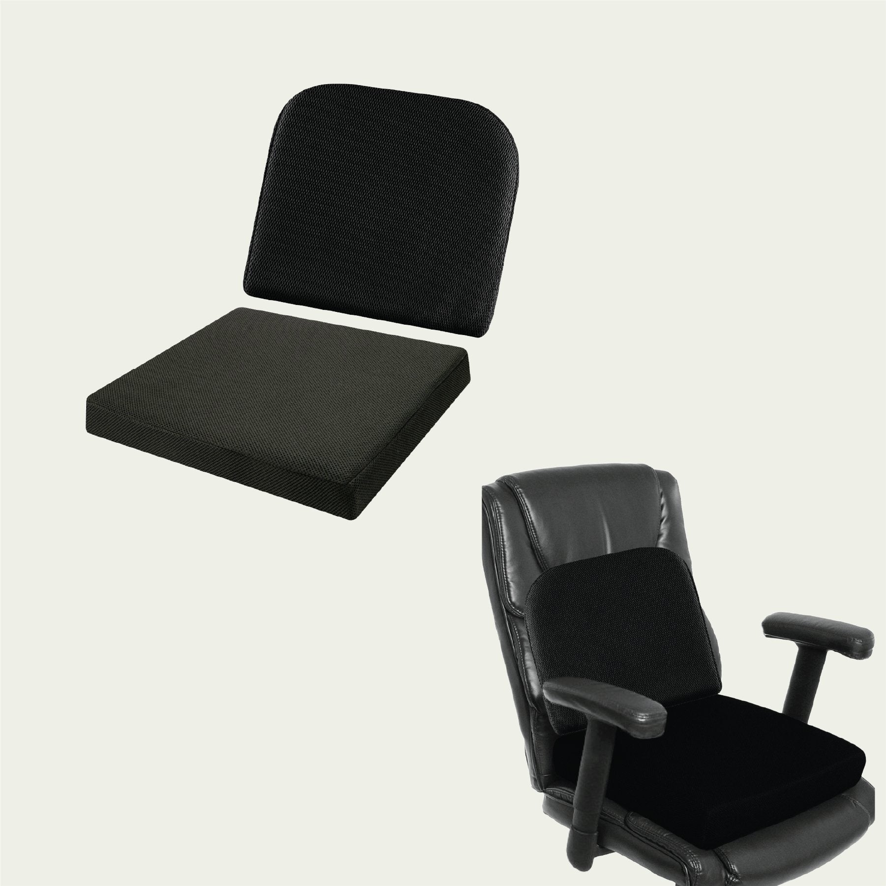 EaseFlex Comfort Duo - SlimEase Back Cushion & PoshRest Square Seat Pad - Combo - Back - Seat - The White Willow