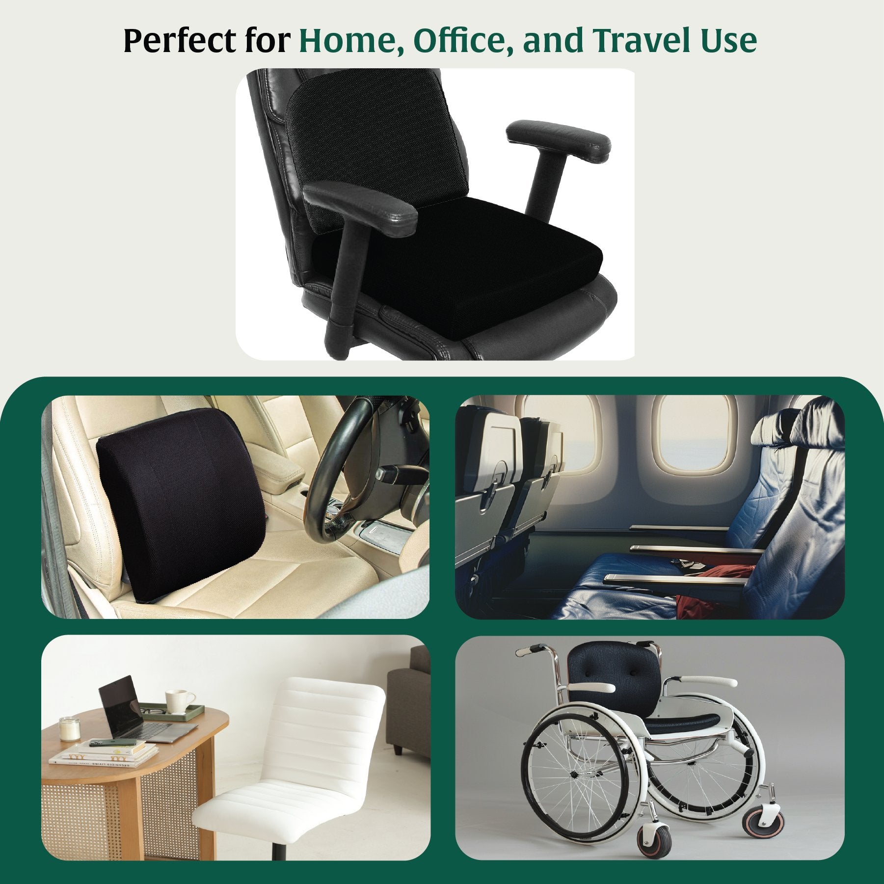 EaseFlex Comfort Duo - SlimEase Back Cushion & PoshRest Square Seat Pad - Combo - Back - Seat - The White Willow