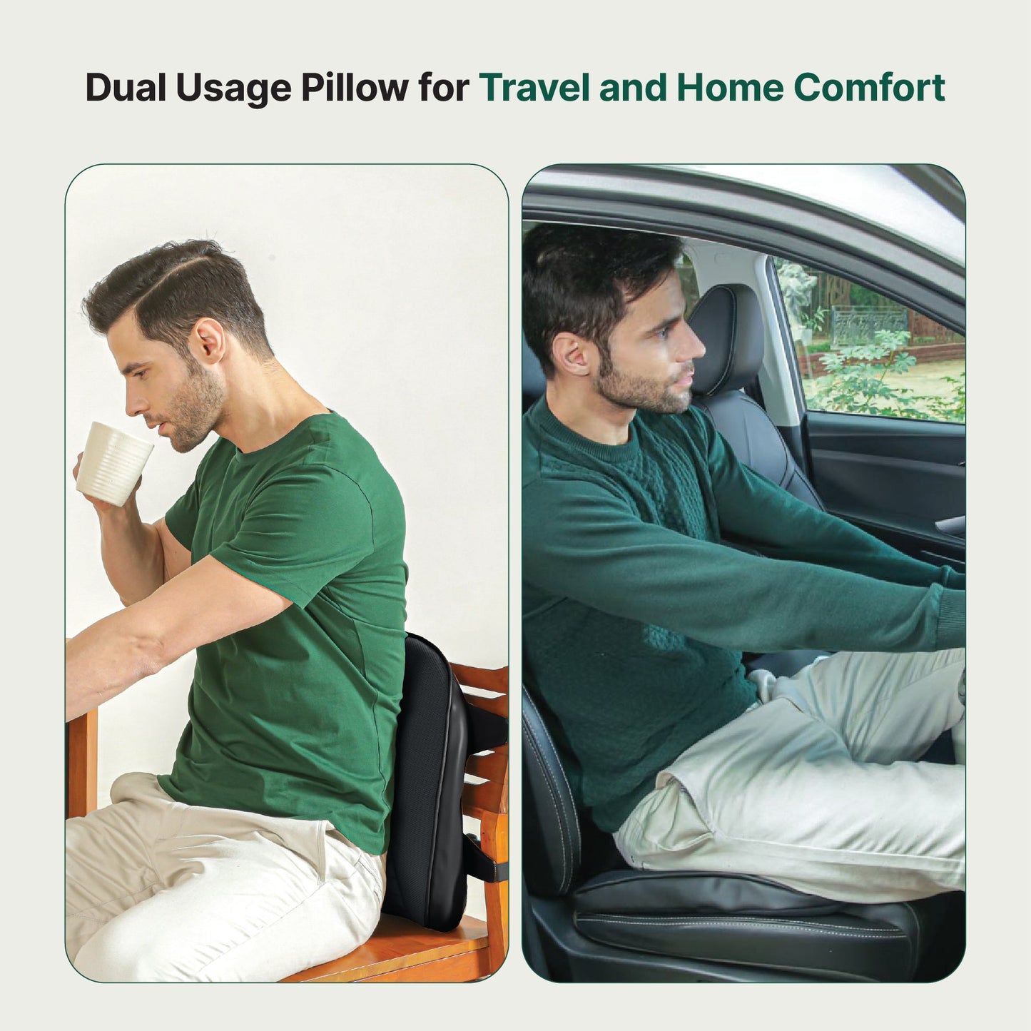 EaseFlex Comfort Duo - SlimEase Back Cushion & PoshRest Square Seat Pad - Combo - Back - Seat - The White Willow