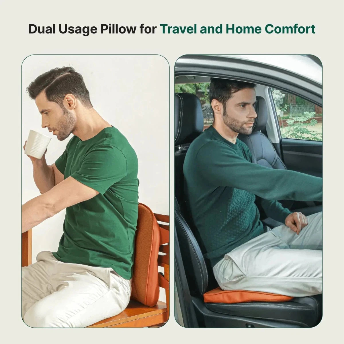 EaseOn-The-Go Travel Pillow Lumbar Back Support The White Willow 