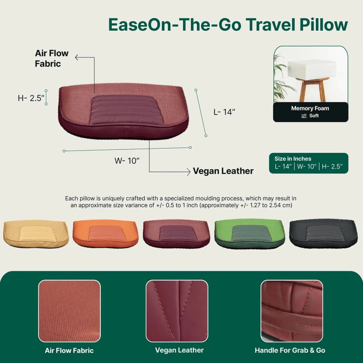 EaseOn - The - Go Travel Pillow - Lumbar Back Support - The White Willow