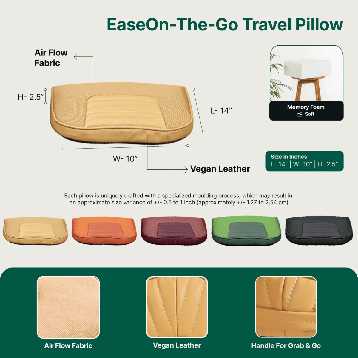 EaseOn - The - Go Travel Pillow - Lumbar Back Support - The White Willow