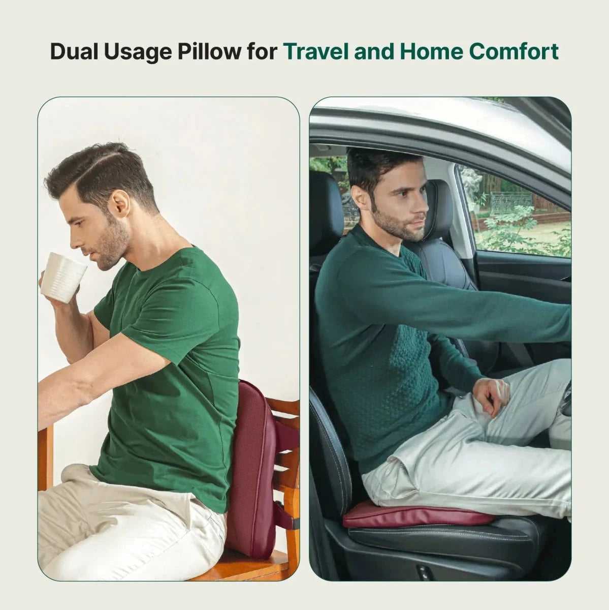 EaseOn-The-Go Travel Pillow Lumbar Back Support The White Willow 