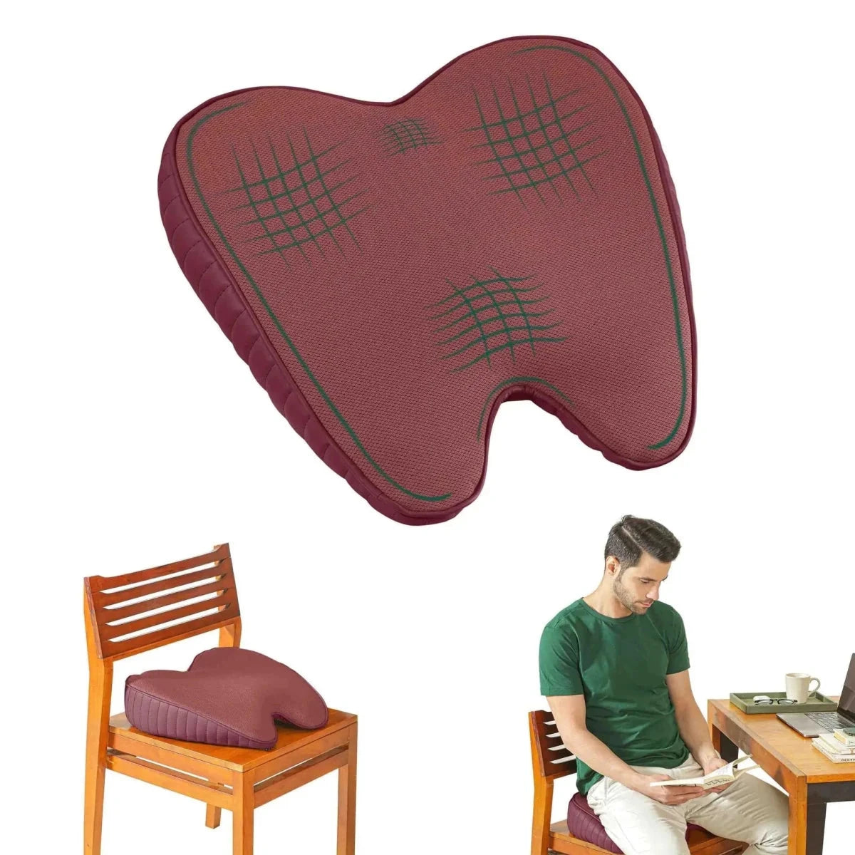 ErgoBum Seat Cushion Seat Cushion The White Willow Soft ~ Memory Foam ~ Below 60 kg Berry 