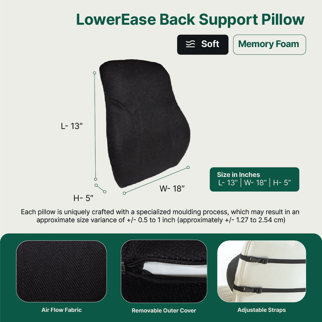 ErgoCushion Comfort Duo - Lowerease Back Support Pillow & PoshRest Square Seat Pad - Combo - Back - Seat - The White Willow