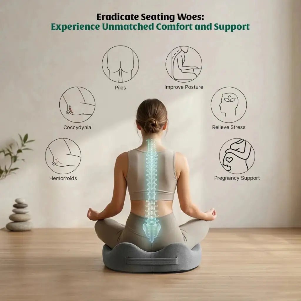 ErgoSeat Coccyx Cushion | Upgraded Structure for Long Sitting Support - Seat Cushion - The White Willow
