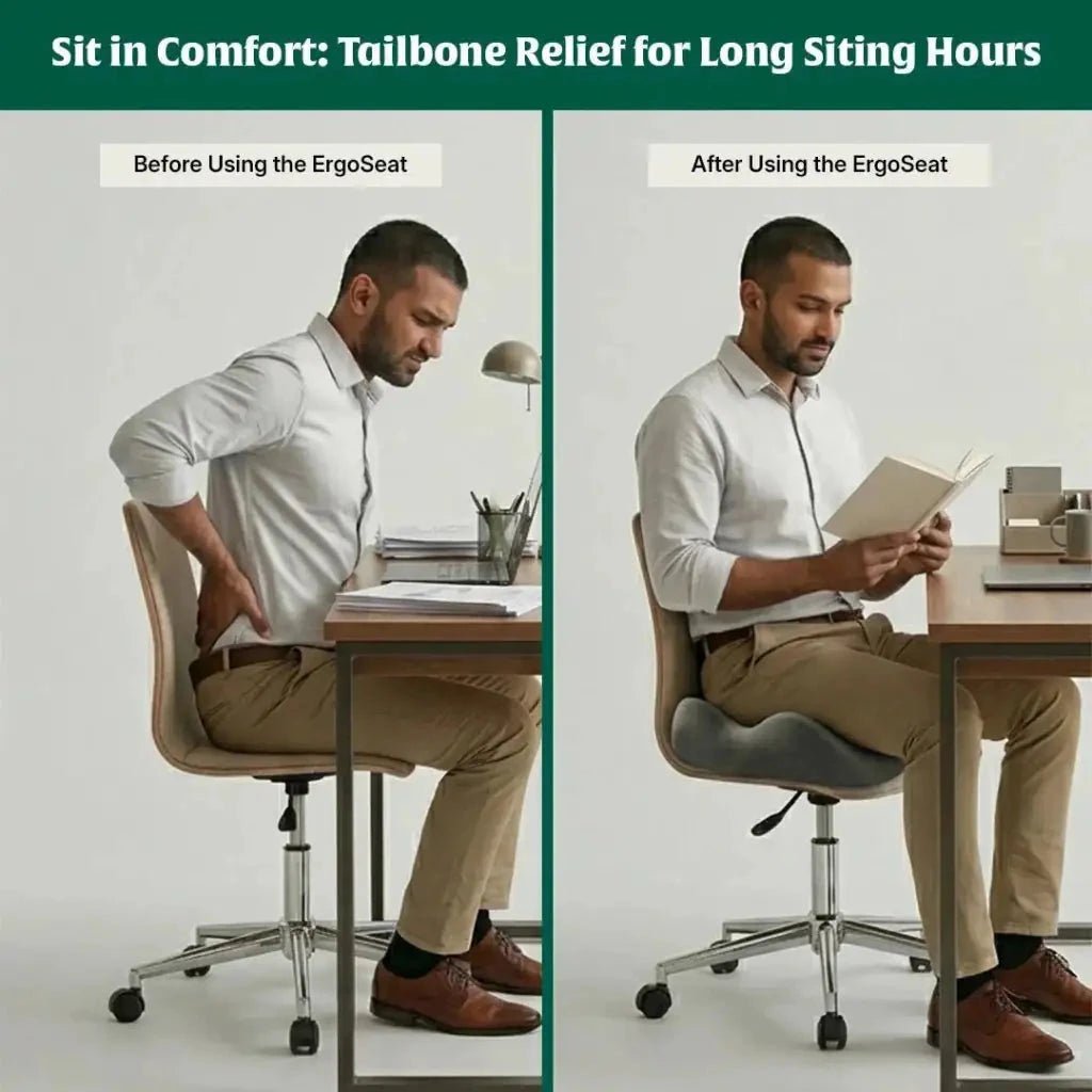 ErgoSeat Coccyx Cushion | Upgraded Structure for Long Sitting Support - Seat Cushion - The White Willow