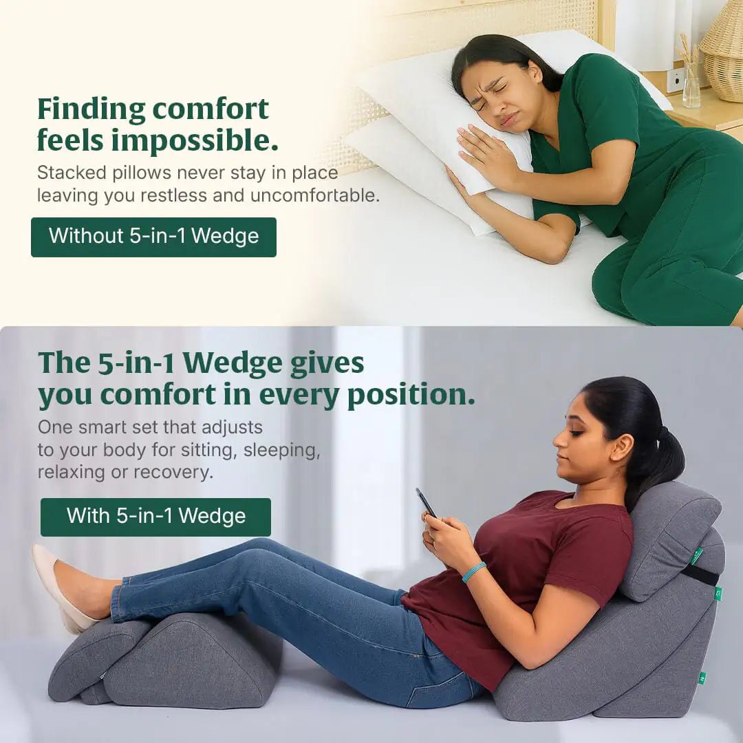 FlexiWedge Comfort Pillow Set - Grey - Bed Wedge - The White Willow