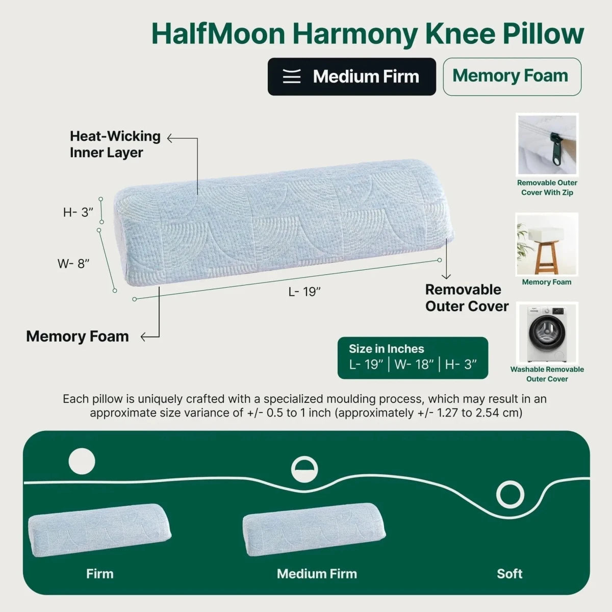 HalfMoon Harmony Knee Pillow - Leg Support Pillow - The White Willow