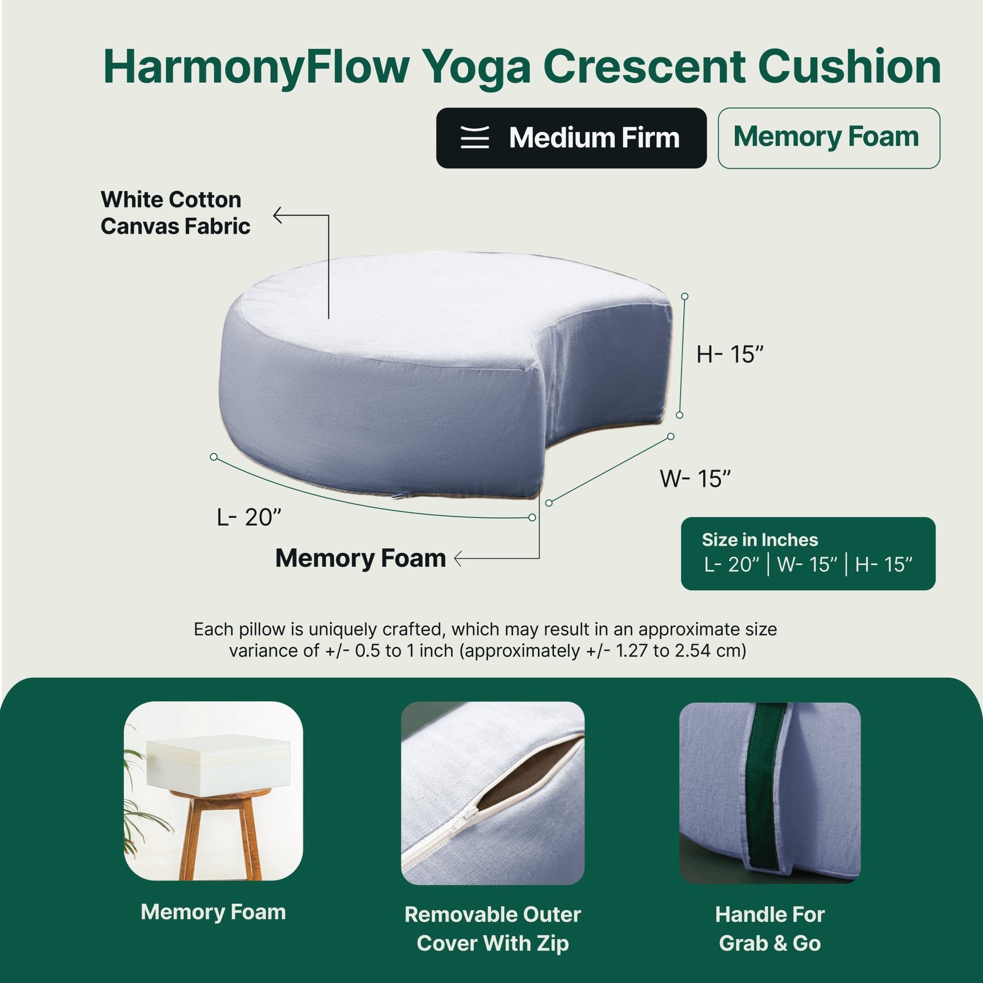 HarmonyFlow Yoga Crescent Seat Cushion - The White Willow