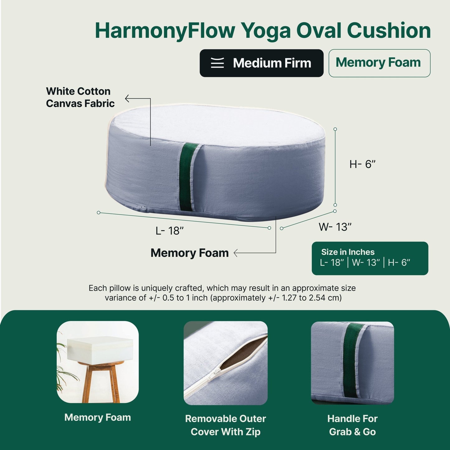 HarmonyFlow Yoga Oval Cushion - Regular Pillow - The White Willow