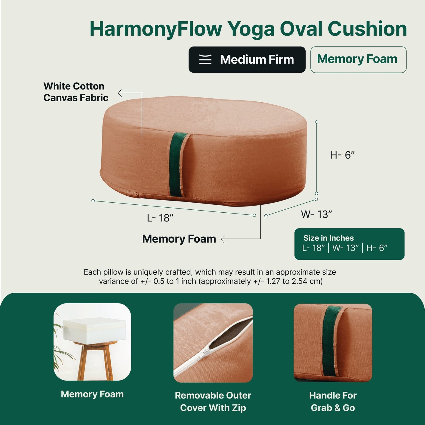 HarmonyFlow Yoga Oval Cushion - Regular Pillow - The White Willow