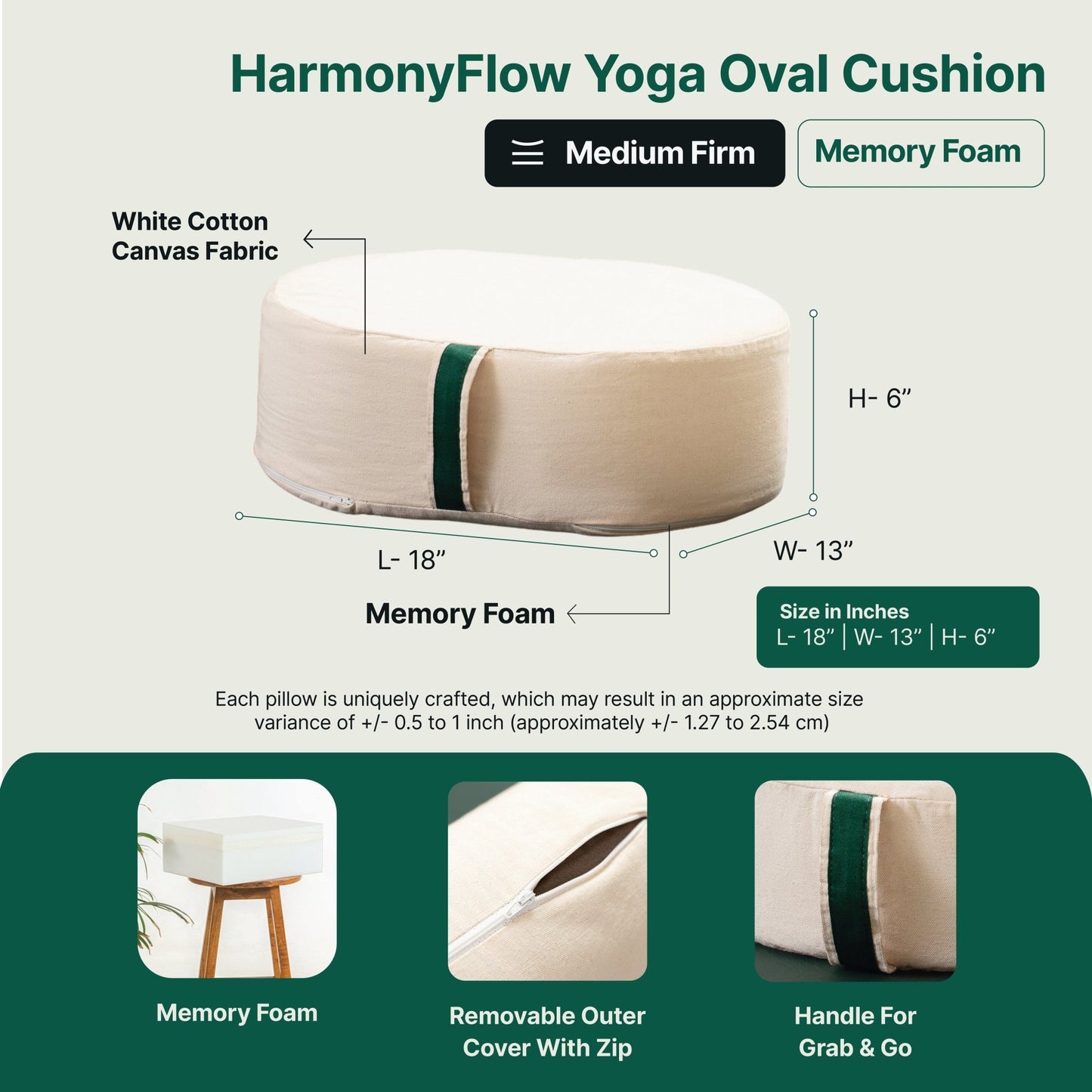 HarmonyFlow Yoga Oval Cushion - Regular Pillow - The White Willow