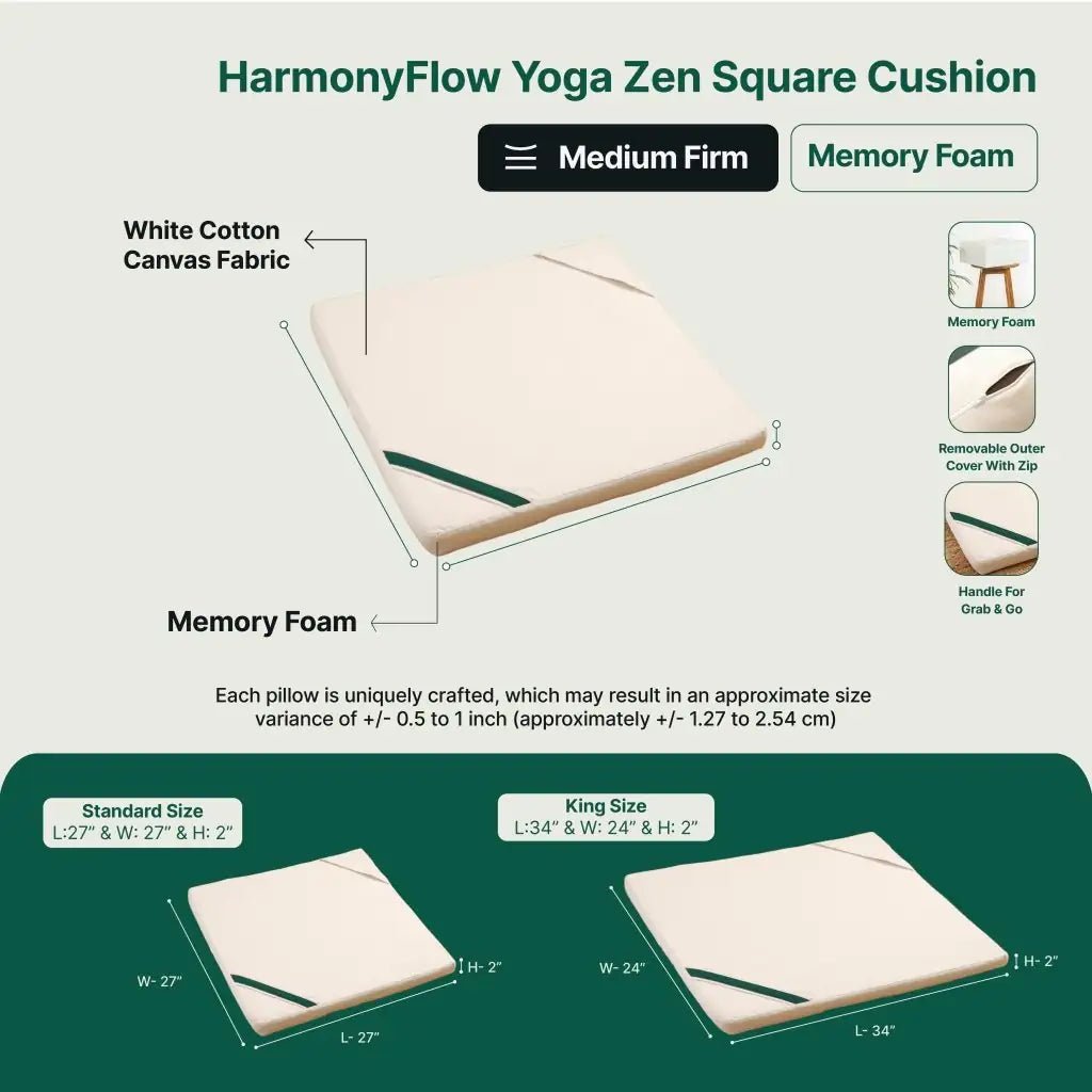 HarmonyFlow Yoga Zen Square Seat Cushion - Yoga - The White Willow