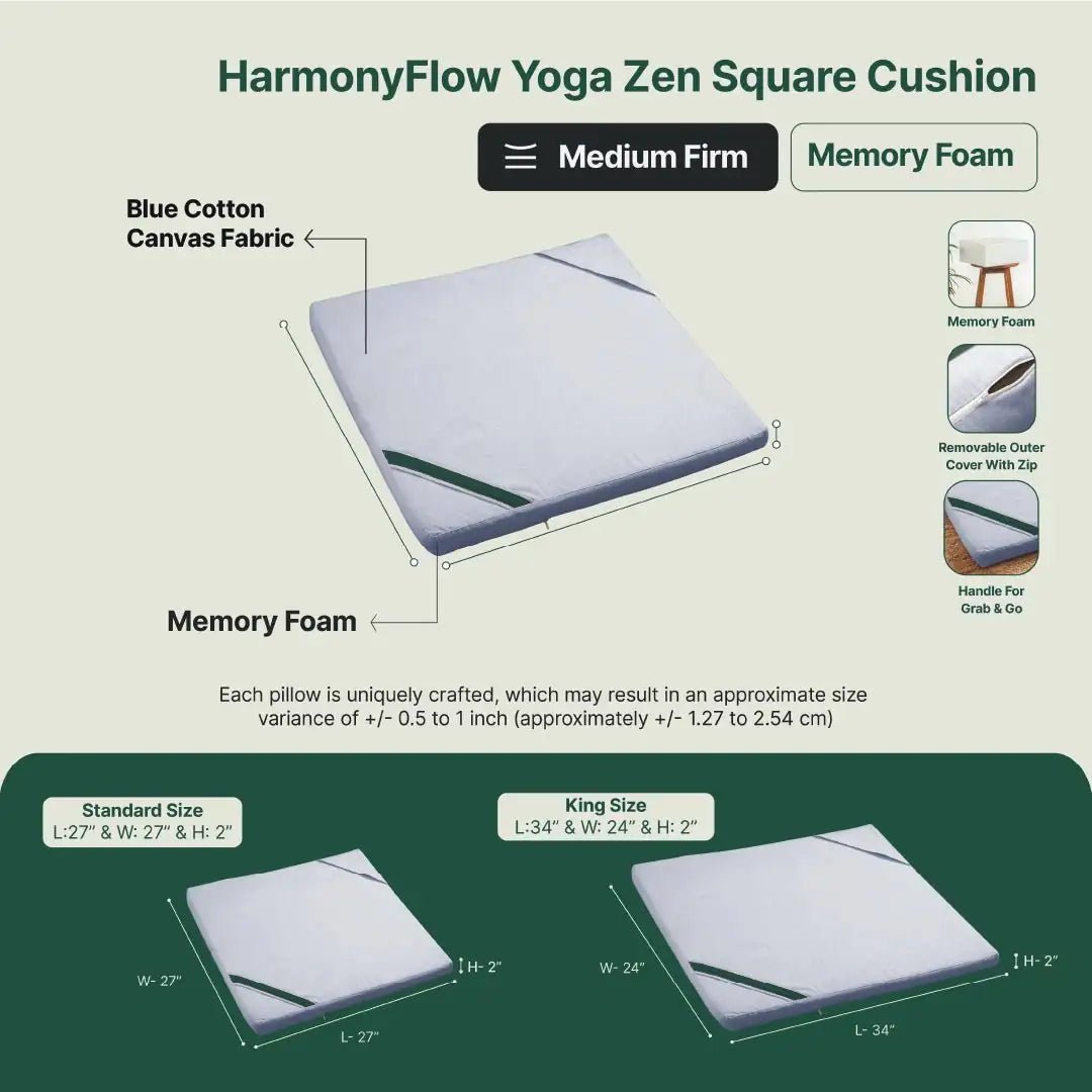 HarmonyFlow Yoga Zen Square Seat Cushion - Yoga - The White Willow