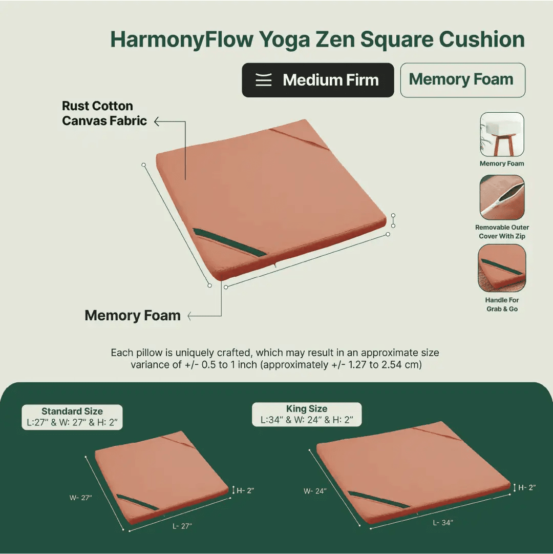HarmonyFlow Yoga Zen Square Seat Cushion - Yoga - The White Willow