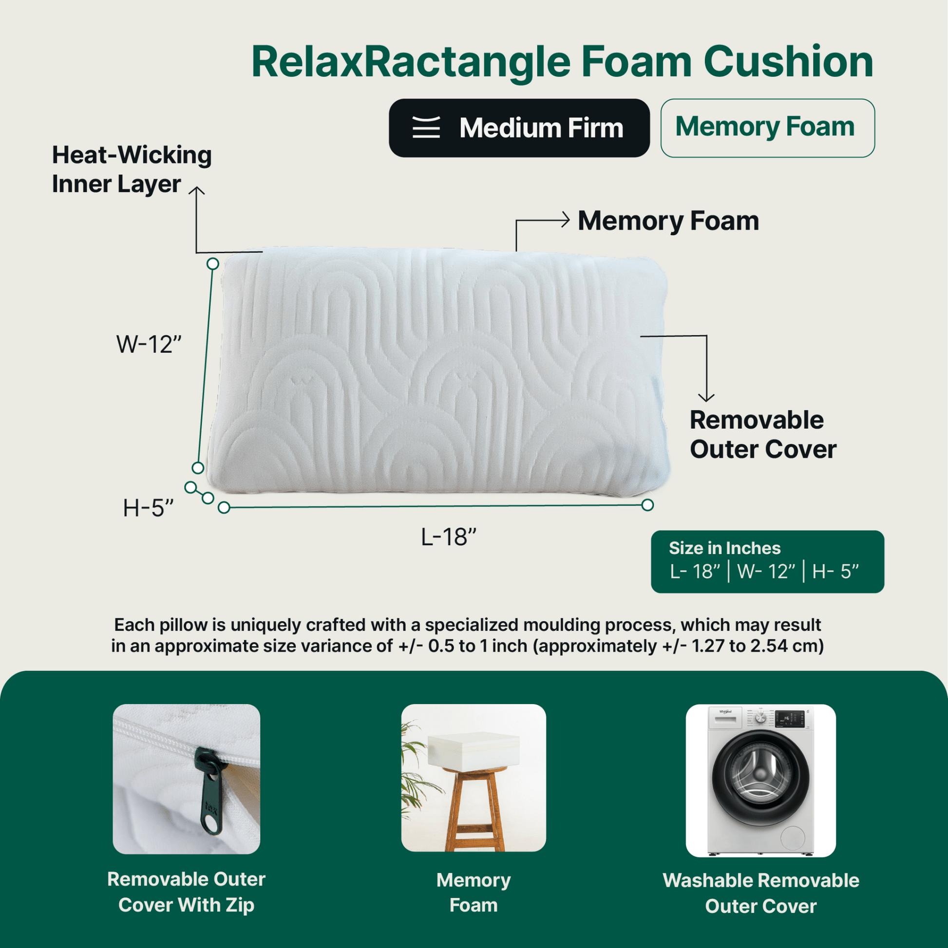 Haze - Memory Foam Rectangle Shaped Bed & Sofa Cushion - Medium Firm - Bed & Sofa Cushion - The White Willow