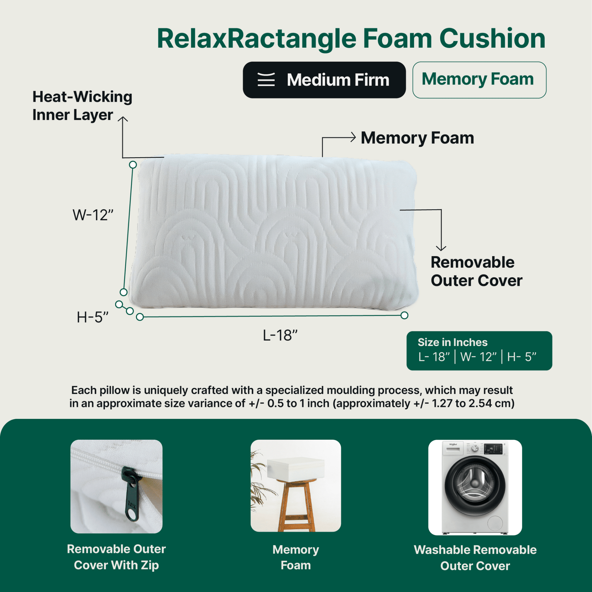 Haze- Memory Foam Rectangle Shaped Bed & Sofa Cushion - Medium Firm Bed & Sofa Cushion The White Willow 