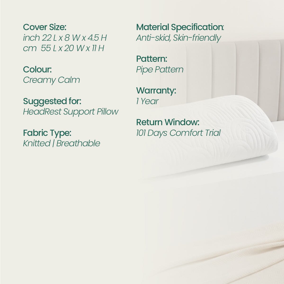 HeadRest Support Pillow Cover for Longer Durability & Premium Protection | Standard size - Head Support - The White Willow