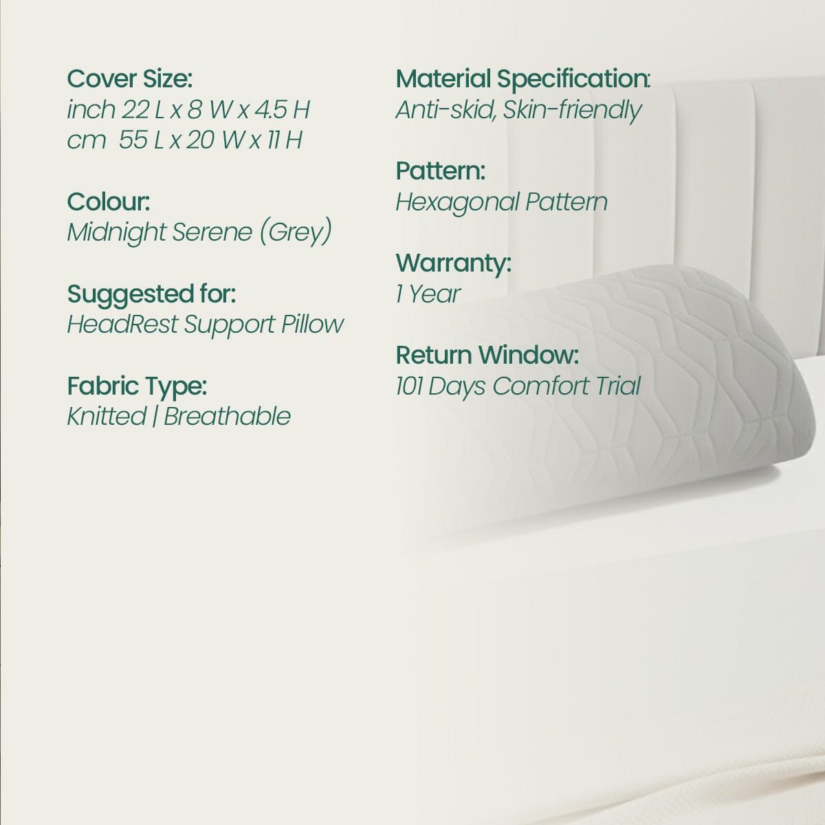 HeadRest Support Pillow Cover for Longer Durability & Premium Protection | Standard size - Head Support - The White Willow