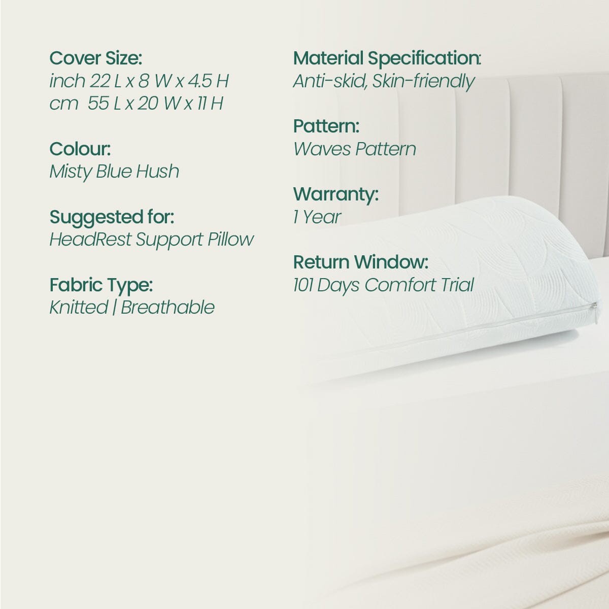 HeadRest Support Pillow Cover for Longer Durability & Premium Protection | Standard size - Head Support - The White Willow