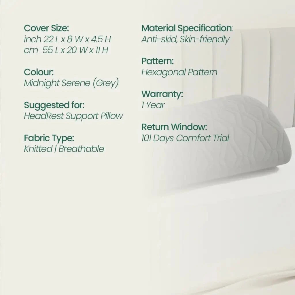 HeadRest Support Pillow Cover for Longer Durability & Premium Protection | Standard size Head Support The White Willow 