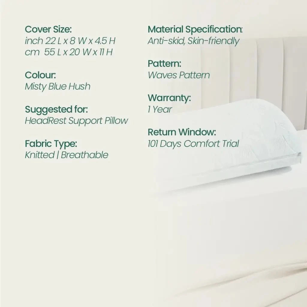 HeadRest Support Pillow Cover for Longer Durability & Premium Protection | Standard size Head Support The White Willow 
