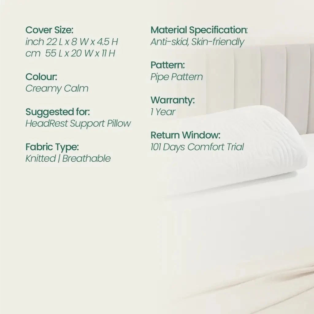HeadRest Support Pillow Cover for Longer Durability & Premium Protection | Standard size Head Support The White Willow 