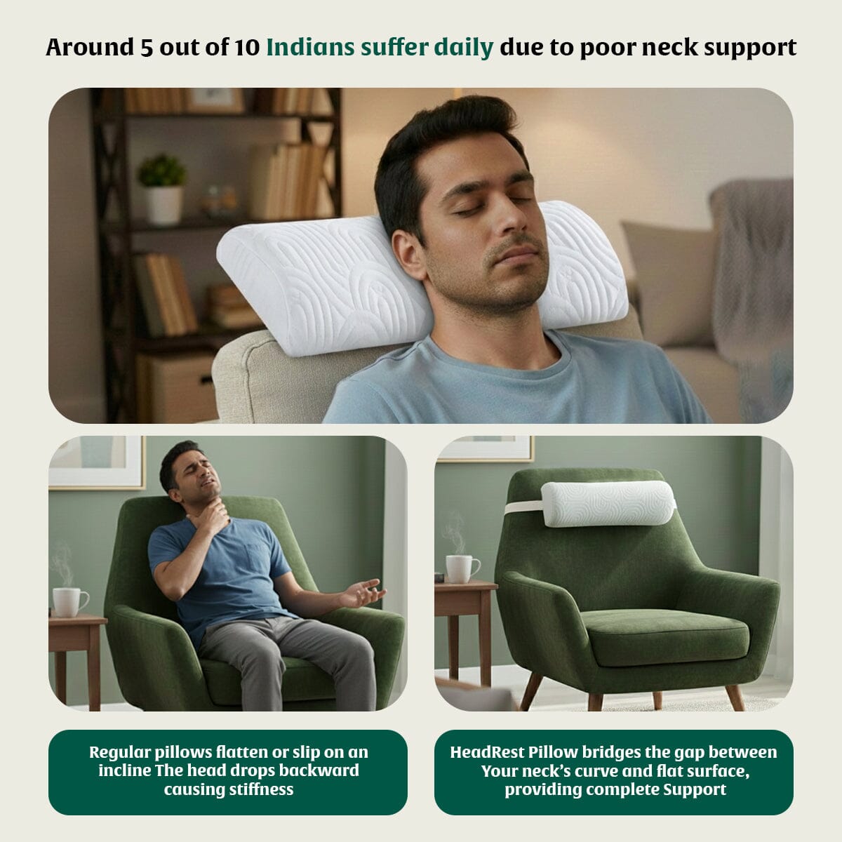 HeadRest Support Pillow for Elevated Sleep & Lounging Comfort - Head Support - The White Willow