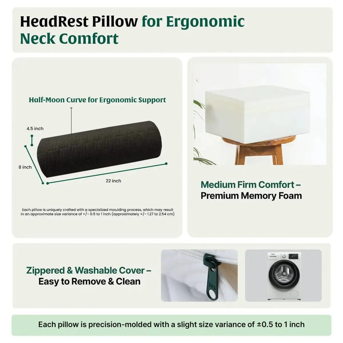 HeadRest Support Pillow for Elevated Sleep & Lounging Comfort Head Support The White Willow 