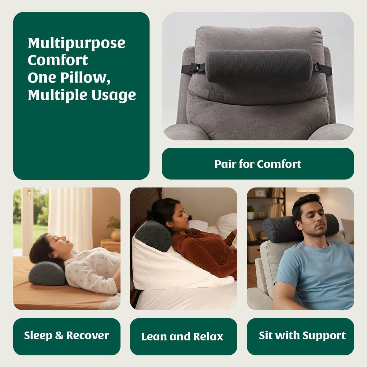 HeadRest Support Pillow for Elevated Sleep & Lounging Comfort Head Support The White Willow 