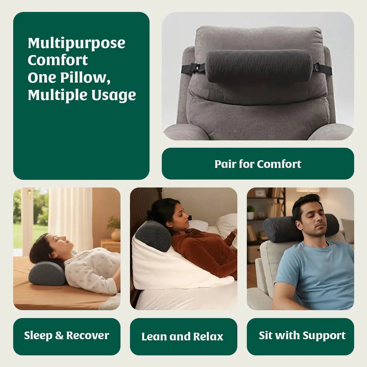 HeadRest Support Pillow for Elevated Sleep & Lounging Comfort - Head Support - The White Willow