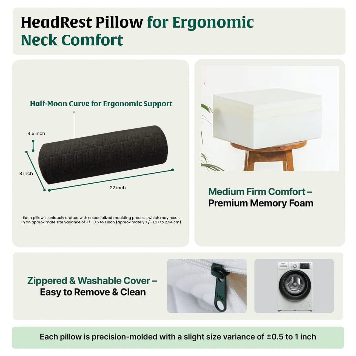 HeadRest Support Pillow for Elevated Sleep & Lounging Comfort Head Support The White Willow 