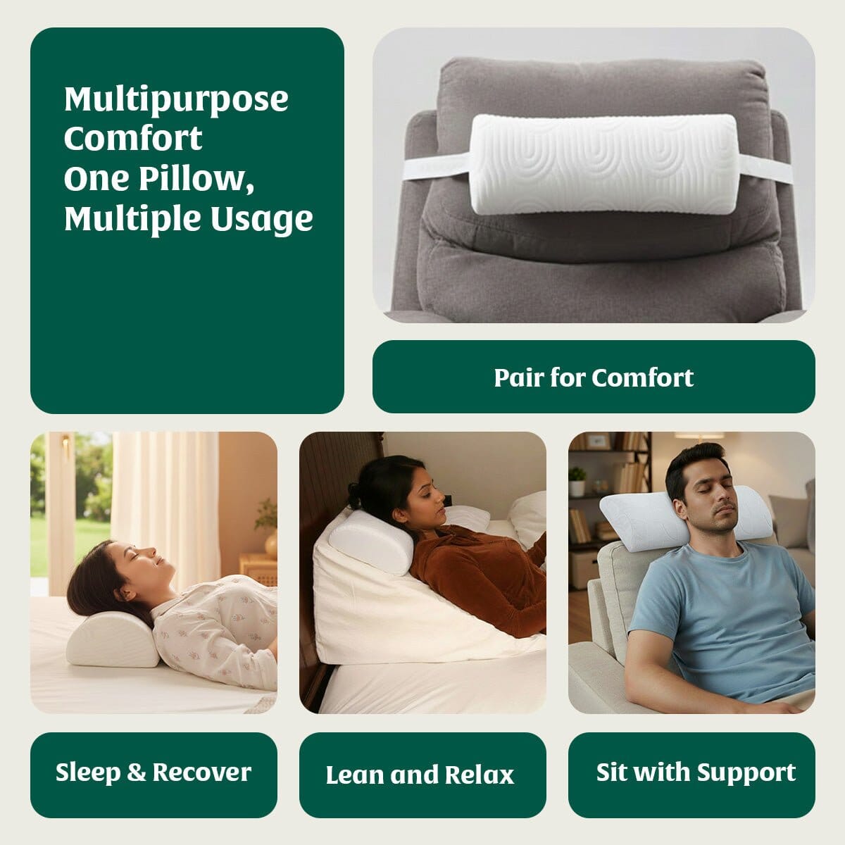 HeadRest Support Pillow for Elevated Sleep & Lounging Comfort Head Support The White Willow 