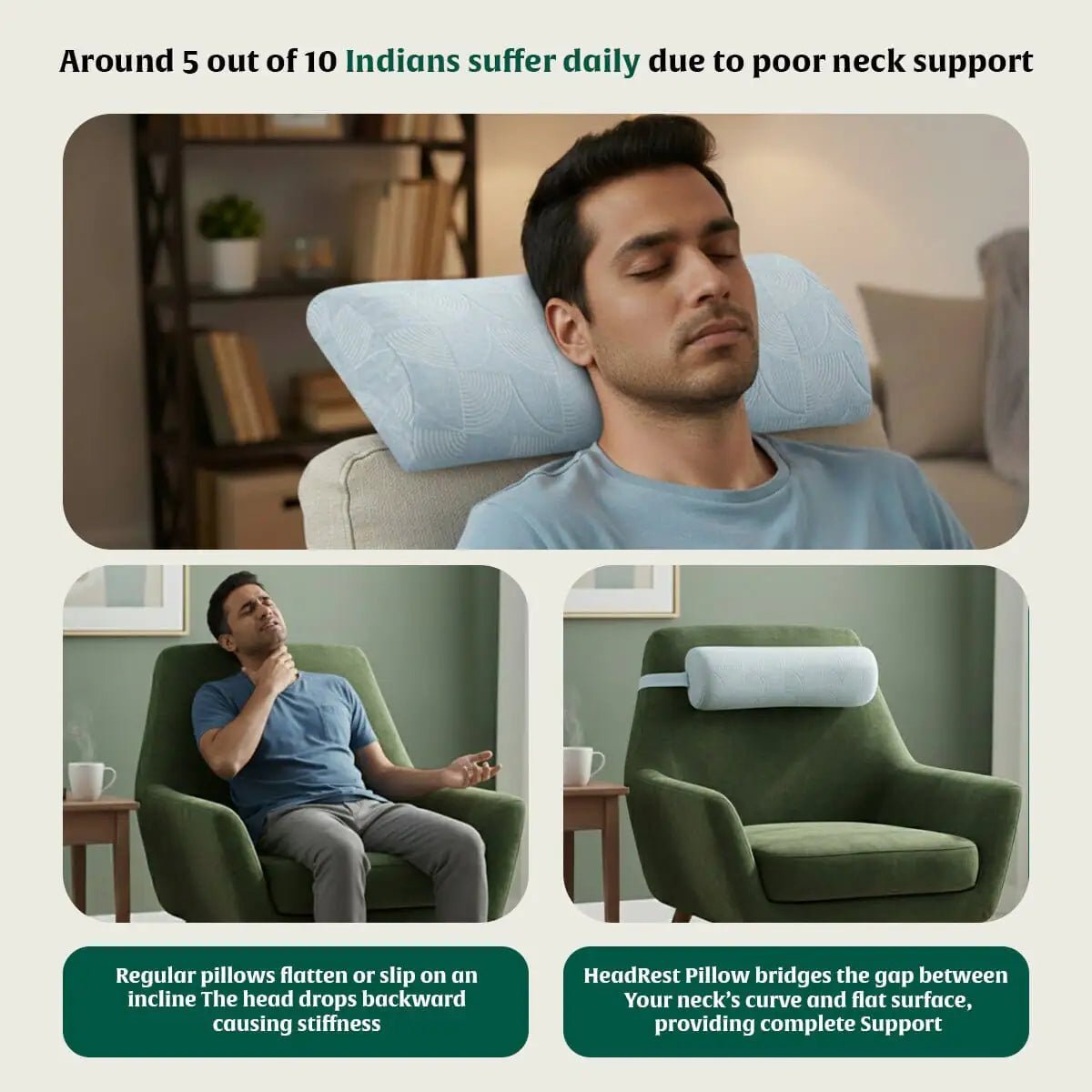 HeadRest Support Pillow for Elevated Sleep & Lounging Comfort - Head Support - The White Willow