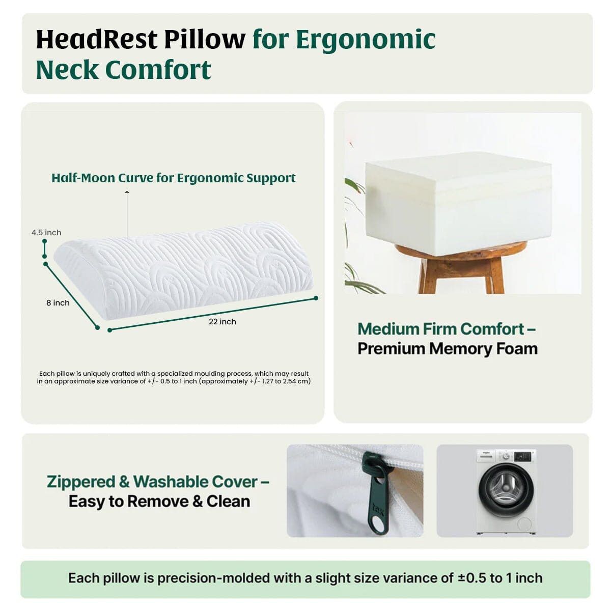 HeadRest Support Pillow for Elevated Sleep & Lounging Comfort Head Support The White Willow 