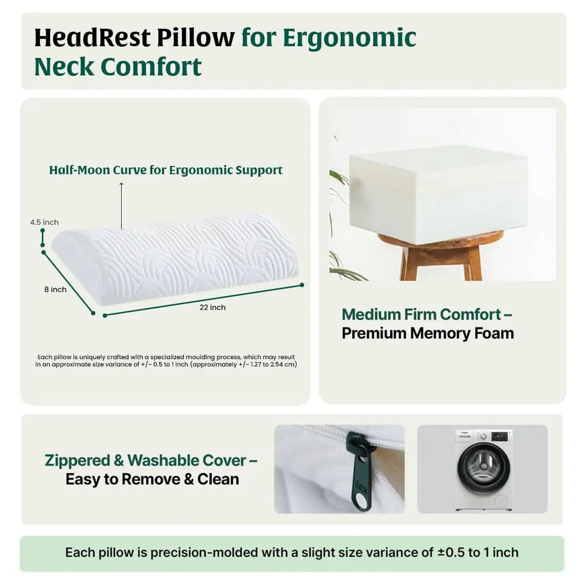 HeadRest Support Pillow for Elevated Sleep & Lounging Comfort - Head Support - The White Willow
