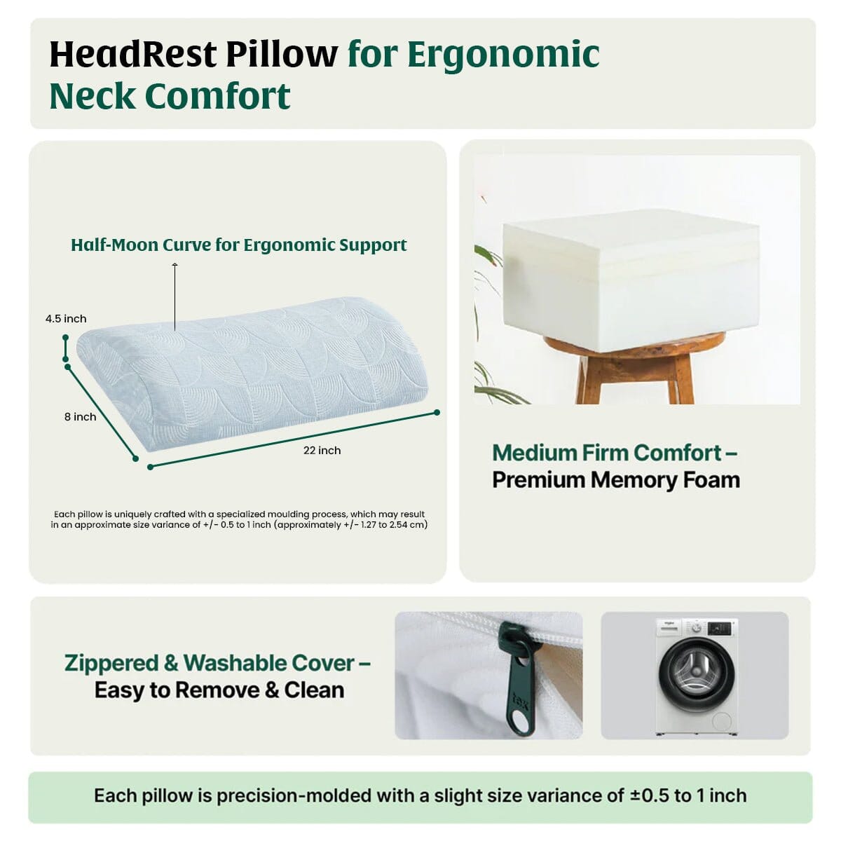 HeadRest Support Pillow for Elevated Sleep & Lounging Comfort Head Support The White Willow 