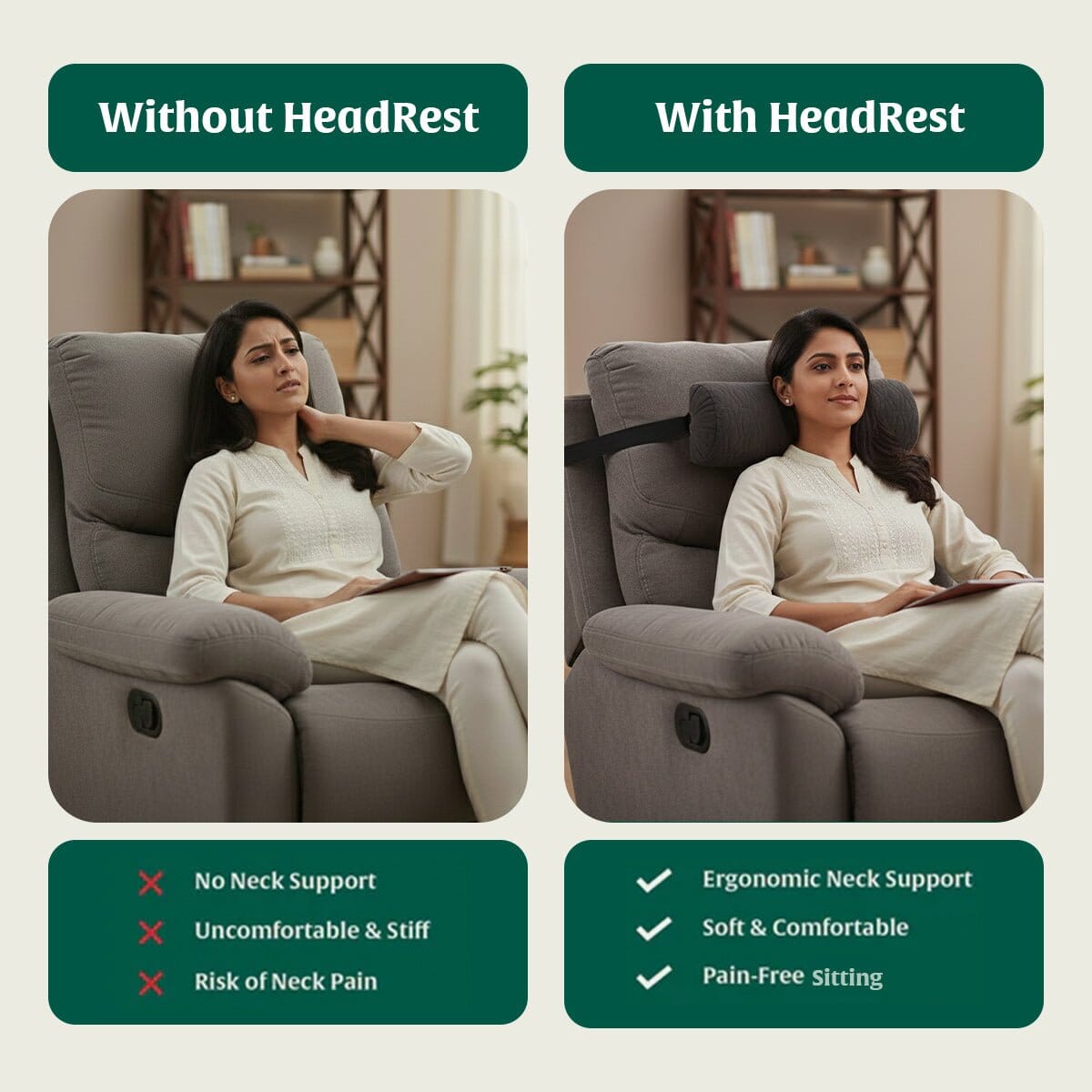 HeadRest Support Pillow for Elevated Sleep & Lounging Comfort Head Support The White Willow 