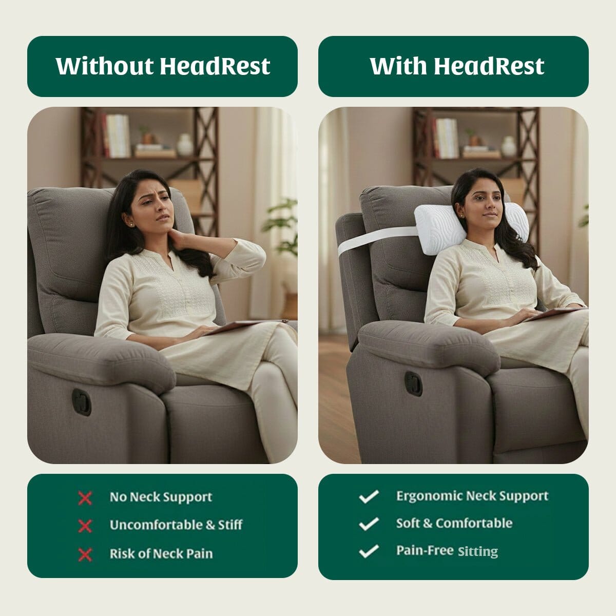 HeadRest Support Pillow for Elevated Sleep & Lounging Comfort Head Support The White Willow 