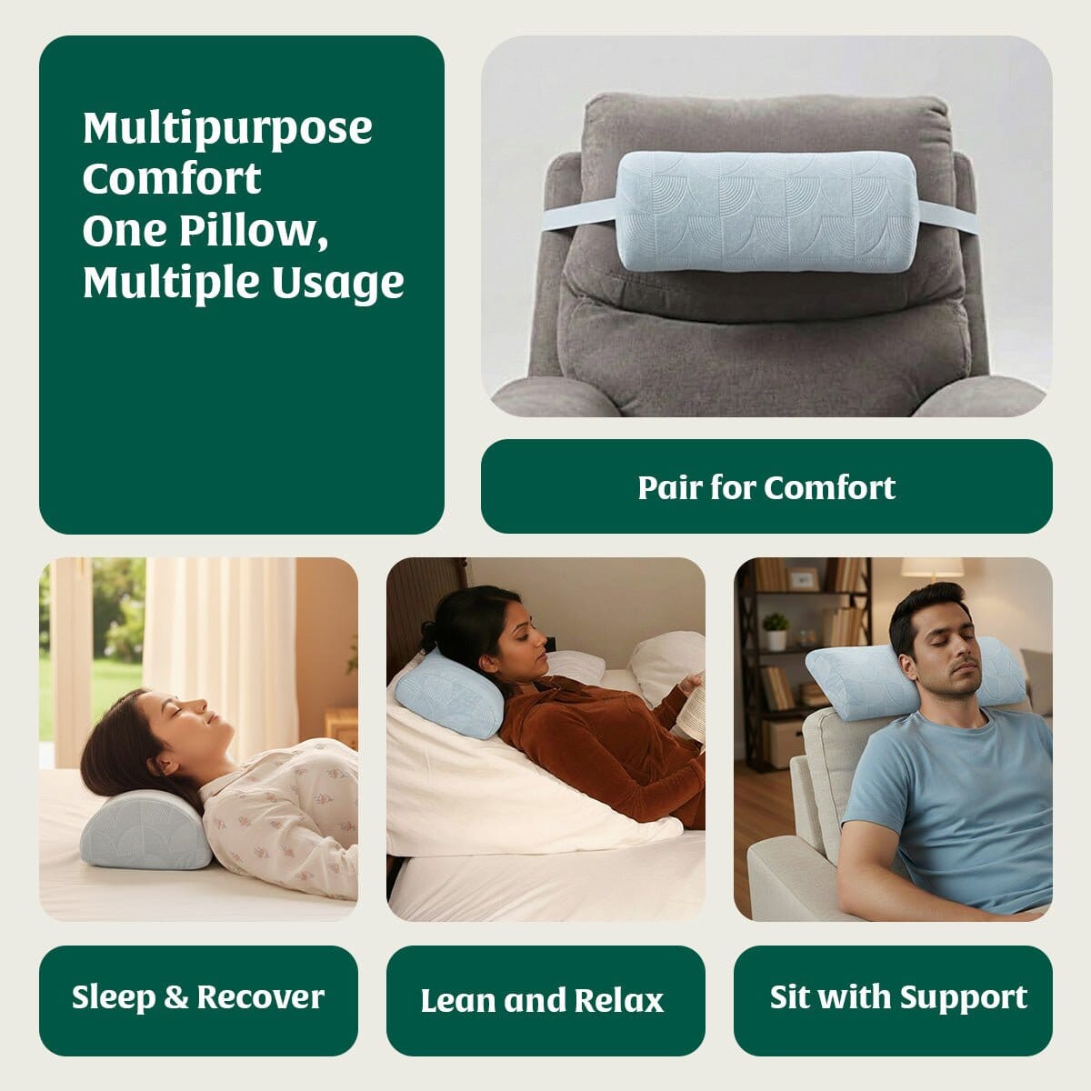 HeadRest Support Pillow for Elevated Sleep & Lounging Comfort Head Support The White Willow 