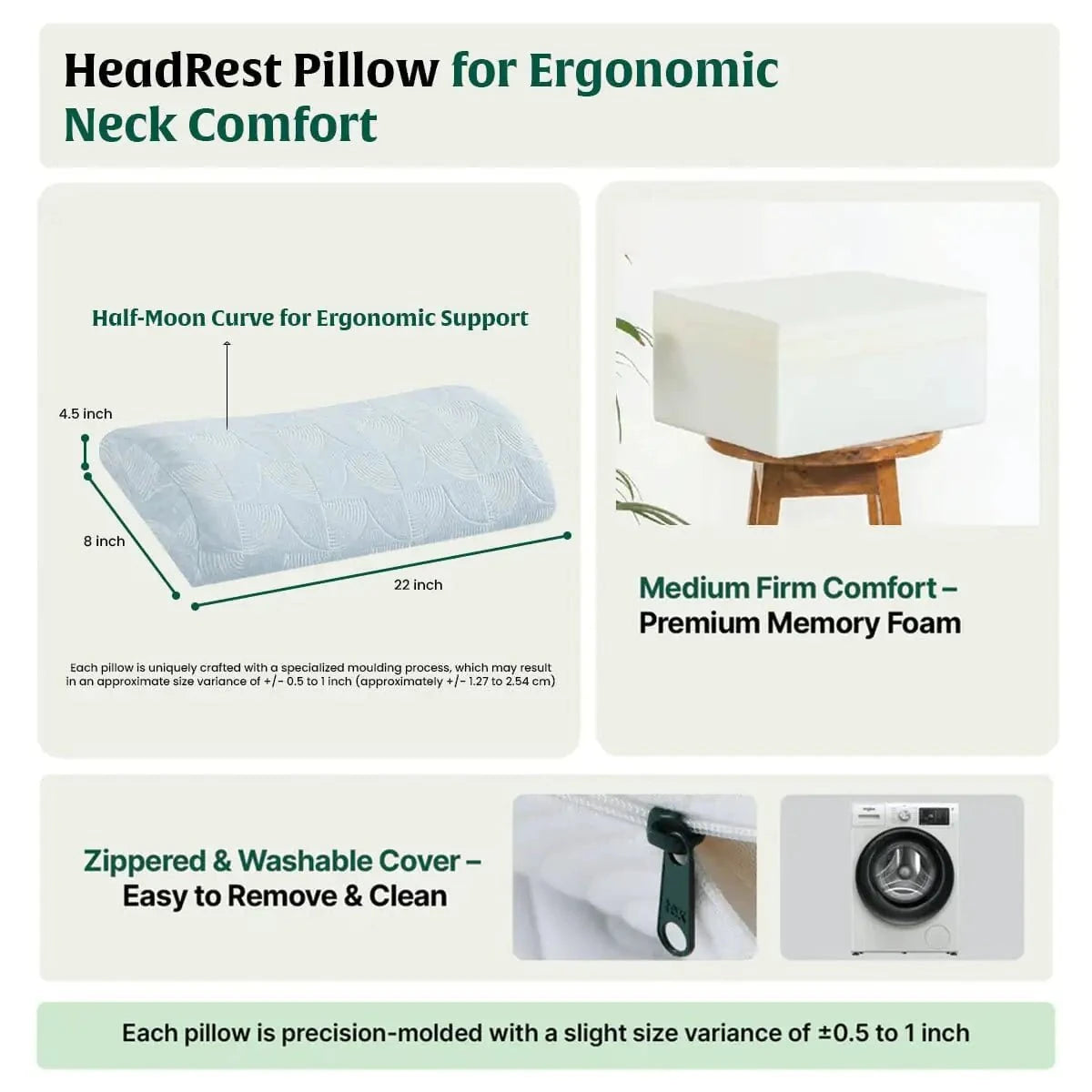 HeadRest Support Pillow for Elevated Sleep & Lounging Comfort Head Support The White Willow 