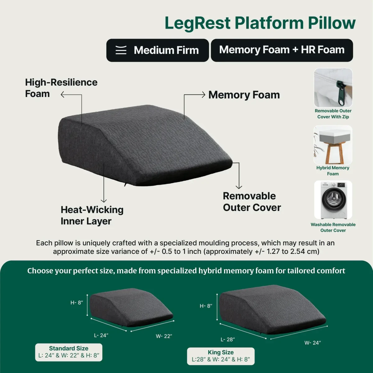 LegRest Platform Pillow Bed Wedge The White Willow 