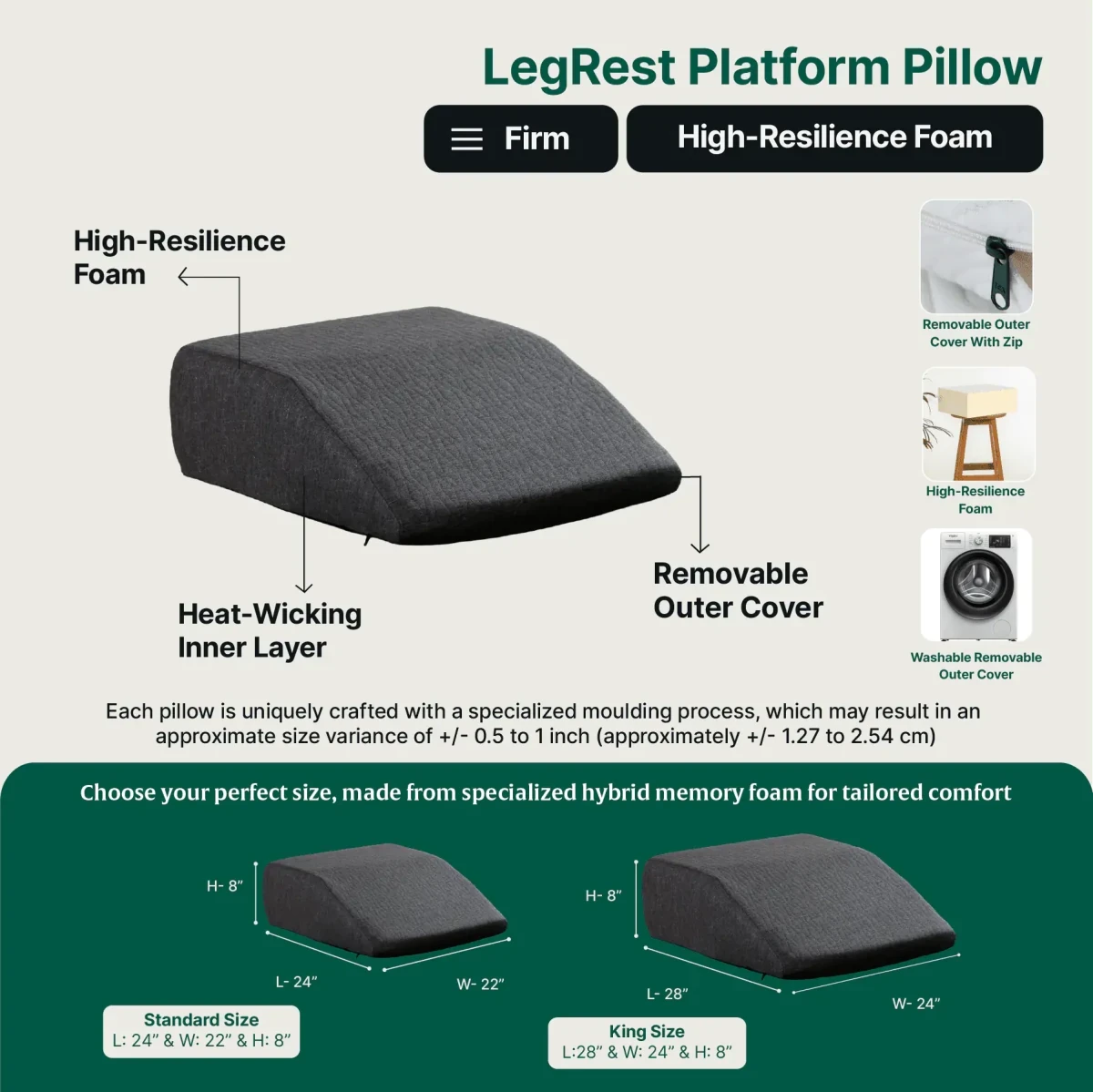 LegRest Platform Pillow Bed Wedge The White Willow 