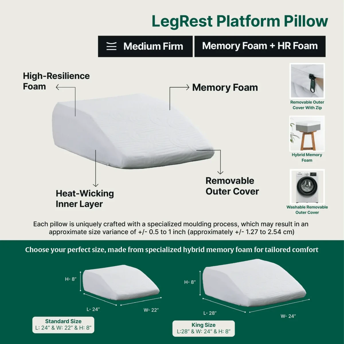 LegRest Platform Pillow Bed Wedge The White Willow 