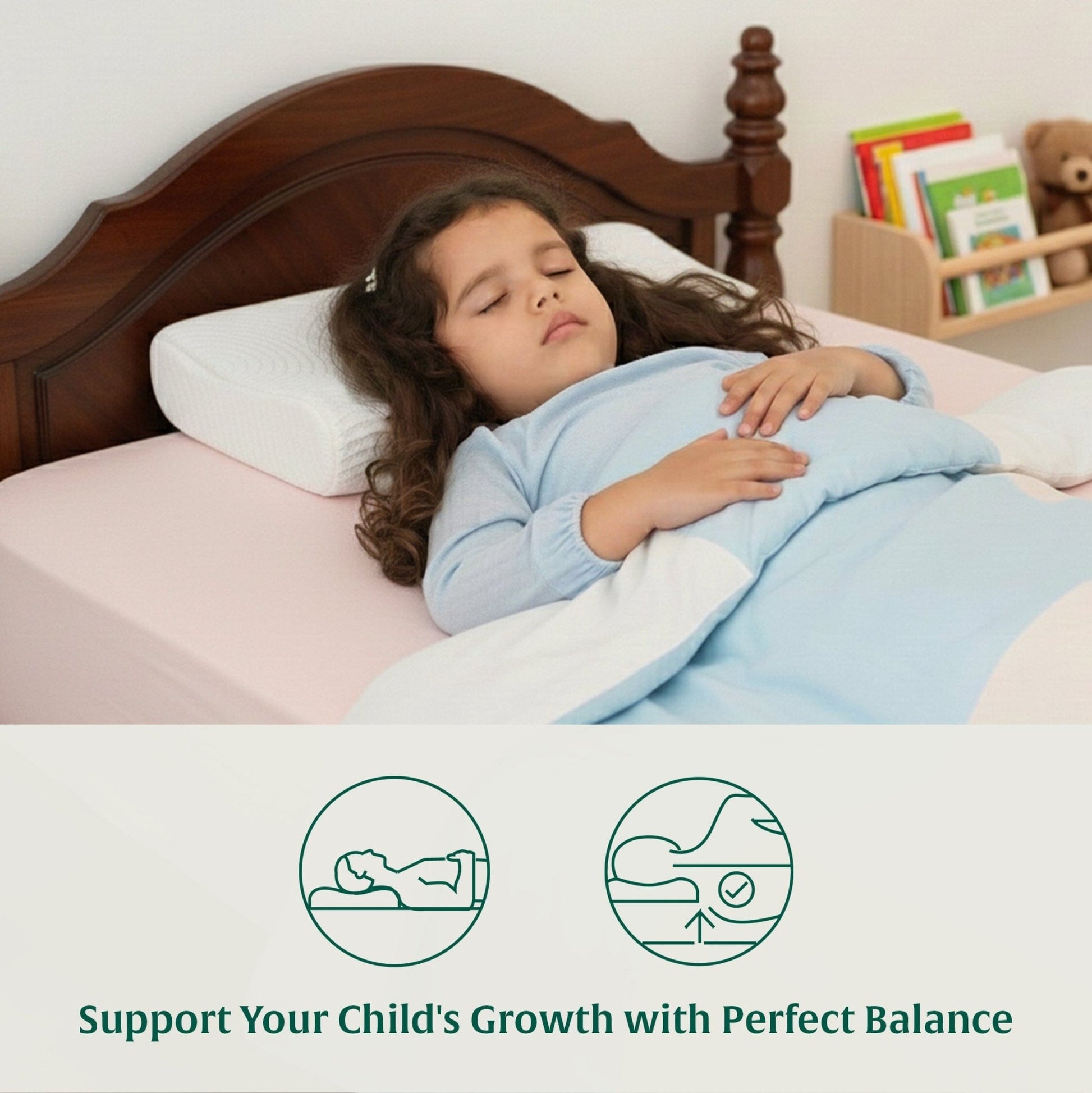 Little Dreamers - DreamyCurve Kids Memory Foam Pillow (3 - 8 Years) - Baby - 8 - 15 Years - Pillow - The White Willow